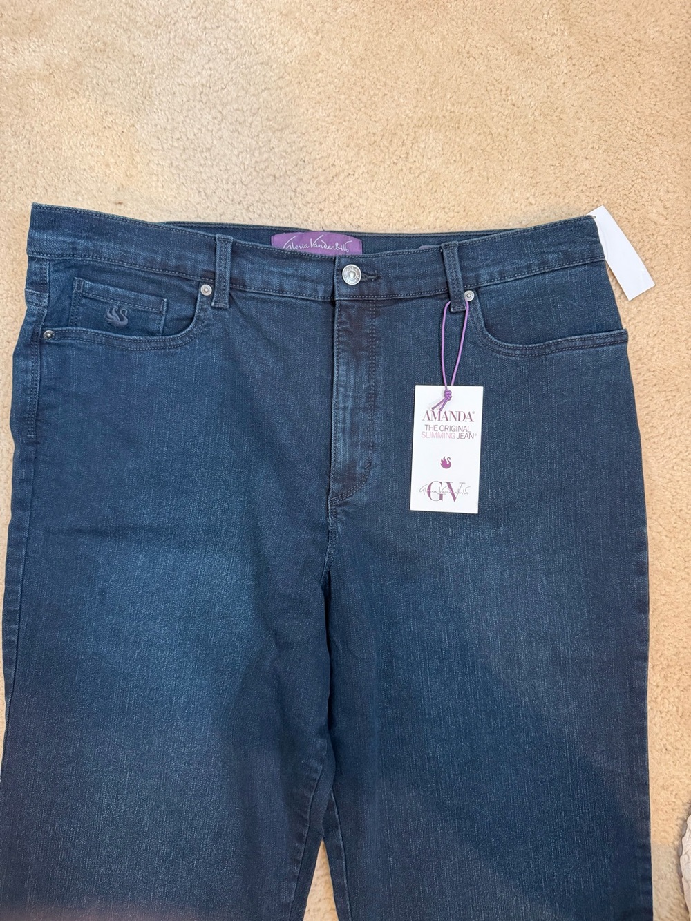 Gloria Vanderbilt Amanda -SZ 18- Women’s Classic Dark Wash High Rise Denim Jeans - Picture 3 of 9